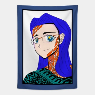 dream girl in blue pattern ecopop Tapestry