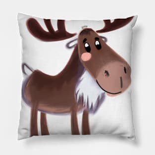 Cute Moose Drawing Pillow