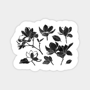 Block print magnolia flower Magnet