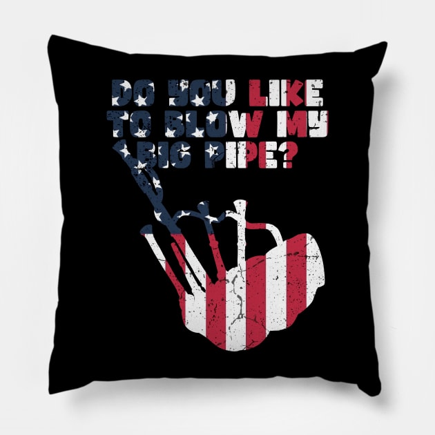 BAGPIPER AMERICAN FLAG Pillow by Tee Trends