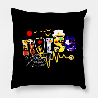 Nurse With Pumpkin Boo Spider Witch Halloween Pillow