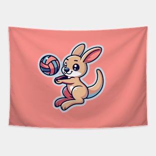 Cute Volleyball Kangaroo Tapestry