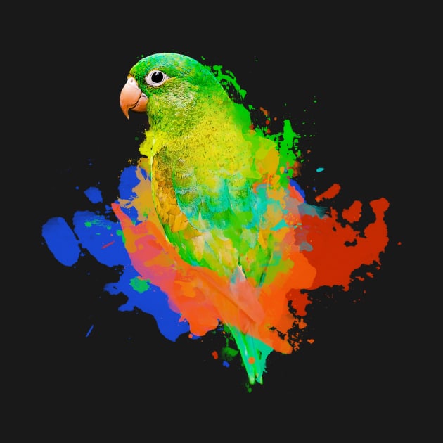 Aquarell Watercolor Splatter Quaker Parakeet Parrot by BirdNerd