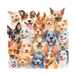 Water Color World of Dogs T-Shirt