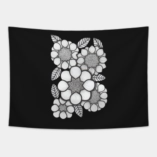 Flowers, stylised black and white daisies Tapestry