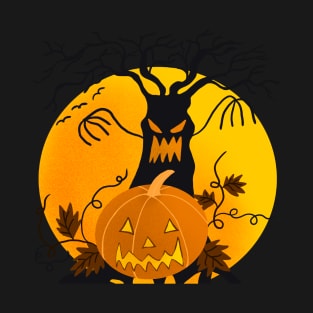 Funny Halloween Costume Gift, Scary Tree and Pumpkin T-Shirt