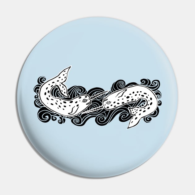 Narwhal wave Pin by R Honey Pots