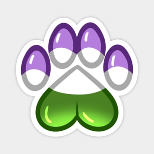 LGBTQ+ Pride Heart Paws - Genderqueer Magnet