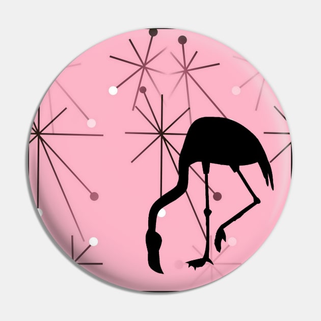 MidCentury Modern Atomic Starburst Pattern Flamingo Pink Pin by TammyWinandArt