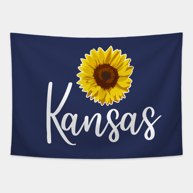 Kansas The Sunflower State Classic Script Tapestry by TGKelly