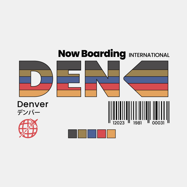 Vintage Denver DEN Airport Label Retro Travel Colorado by Now Boarding