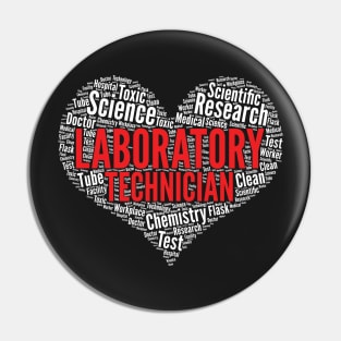 Laboratory technician Heart Shape Word Cloud Design design Pin