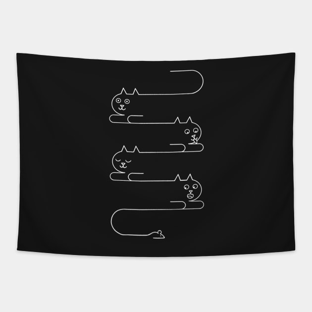 Cats Line Tapestry by coffeeman