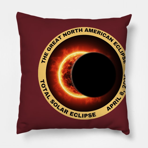 The Great North American Eclipse 2024 Pillow by Total Solar Eclipse