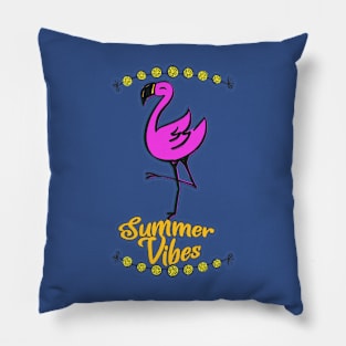 Summer Vibes Pink Flamingo Pillow