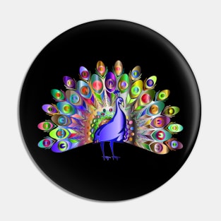 Pretty and Cute Rainbow Colored Peacock Bird Pin