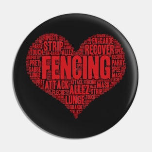 Fencing Heart Saber Epee Fence Gift graphic Pin