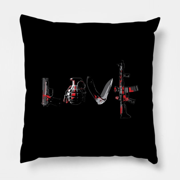 gun firearms love Pillow by YEBYEMYETOZEN