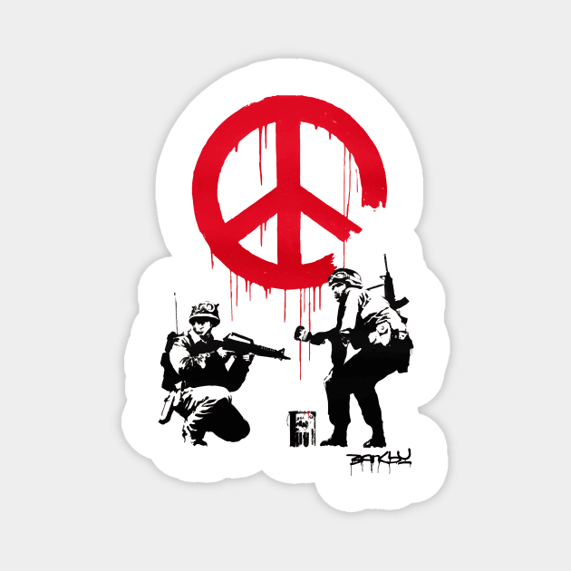 BANKSY Soldiers Painting Peace Sign Magnet by inkstyl