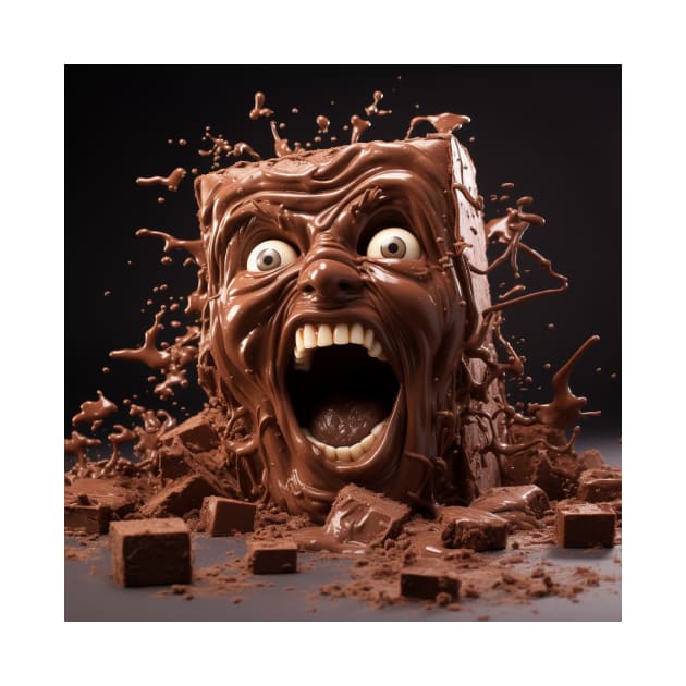 Block of Chocolate Screaming and Melting by AstroRisq