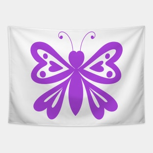 Heart Design Purple Butterfly Tapestry