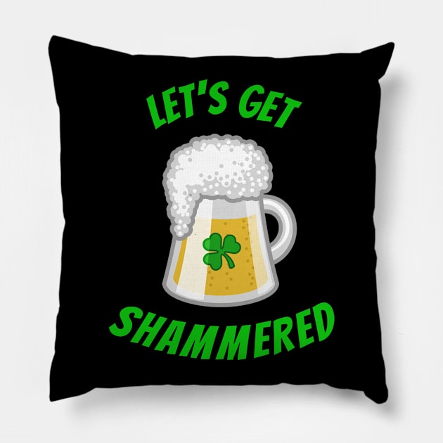 Funny Saint Patricks Day Shamrock and Beer Drinking tshirt Pillow by BansheeApps