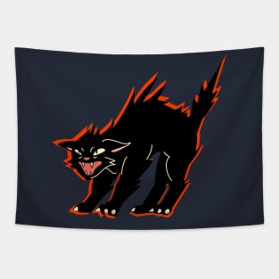 Funny Angry Orange And Black Cat Hissing Spooky Vibes Halloween Tapestry
