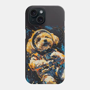 Textured maltese dog astronaut portrait Phone Case