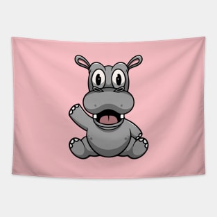 Cute Hippo Smiling Tapestry