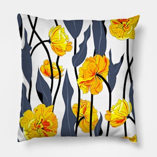 double tulips and blue-gray foliage Pillow