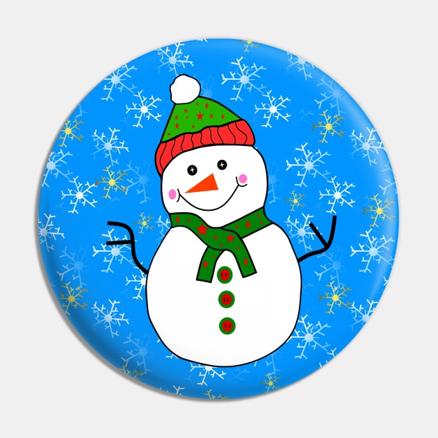SNOWFLAKES Christmas Snowman Pin by SartorisArt1