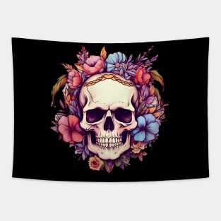 Floral Skull Tapestry