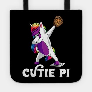 Funny pi day baseball unicorn Tote