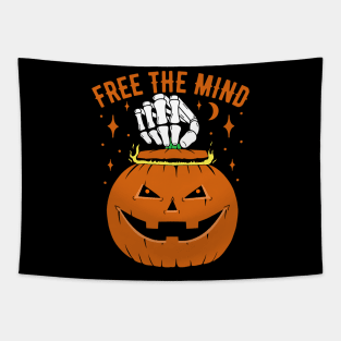 Free the mind Halloween pumpkin Tapestry