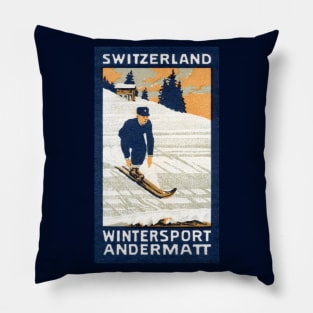 1910 Ski Andermatt Switzerland Pillow