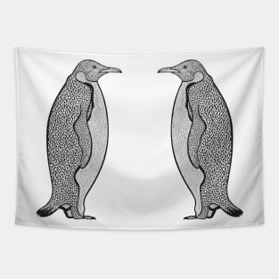 Emperor Penguins in Love - animal design - on white Tapestry