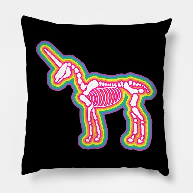 Rainbow Unicorn Skeleton Pillow by birdiestreasuretrove