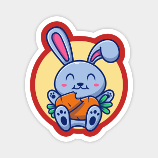 Cute Rabbit Eating Carrot Cartoon Magnet