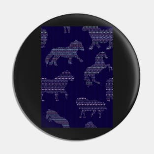 Shetland Fairisle Dancing Ponies - Dark blue Pin