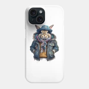 Rabbit wearing a jacket cap and a scarf Phone Case