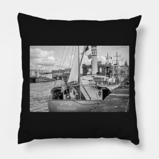 Traditional sailing boat moored in the docks in the seaside town of Great Yarmouth Pillow