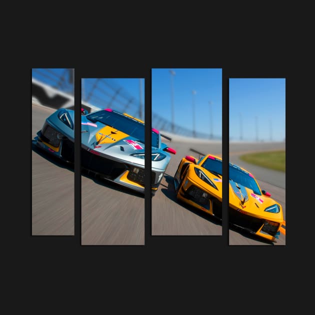 Dual C8.R racecars on Daytona International Speedway race track Supercar Sports car C8 Racing car by Tees 4 Thee