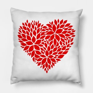 Red Floral Pattern Heart Pillow