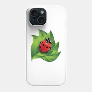 Seven spot bug on a leaf Phone Case