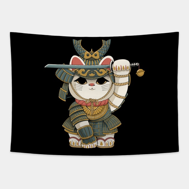 Lucky Cat Samurai Tapestry by ppmid