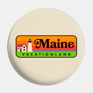 Maine "Vacationland" Retro Lighthouse (Black) Pin