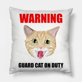 Beware Guard Cat (orange tabby) Pillow