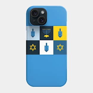 colorblock hebrew hanukkah menorah dreidel Phone Case