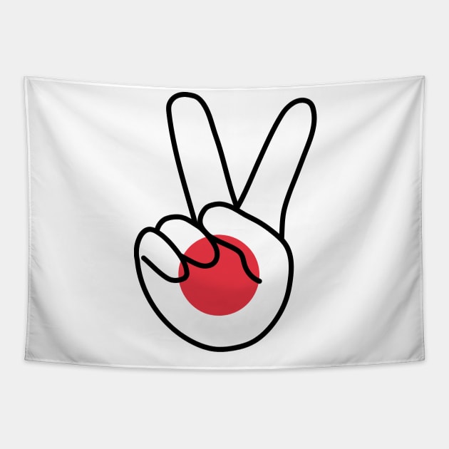 Japan Flag V Sign Tapestry by DiegoCarvalho