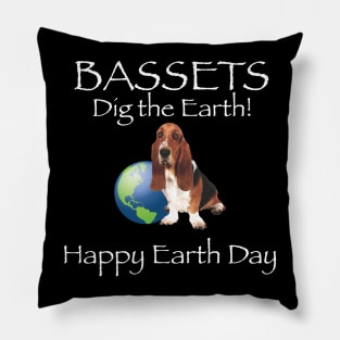 Basset Hound Happy Earth Day T-Shirt Pillow